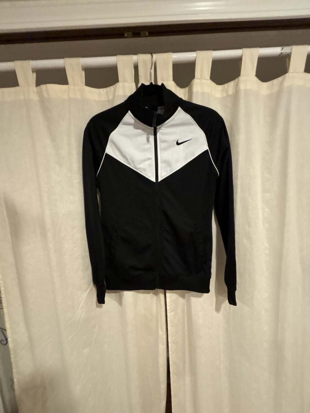 Nike Women's Dri-Fit Black and White Full Zip Track Jacket